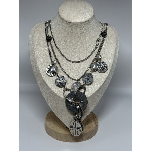 The Unbranded Brand Jewelry - Vintage Bohemian Silver Toned Multi Layered Necklace Multi Charm Adjustable